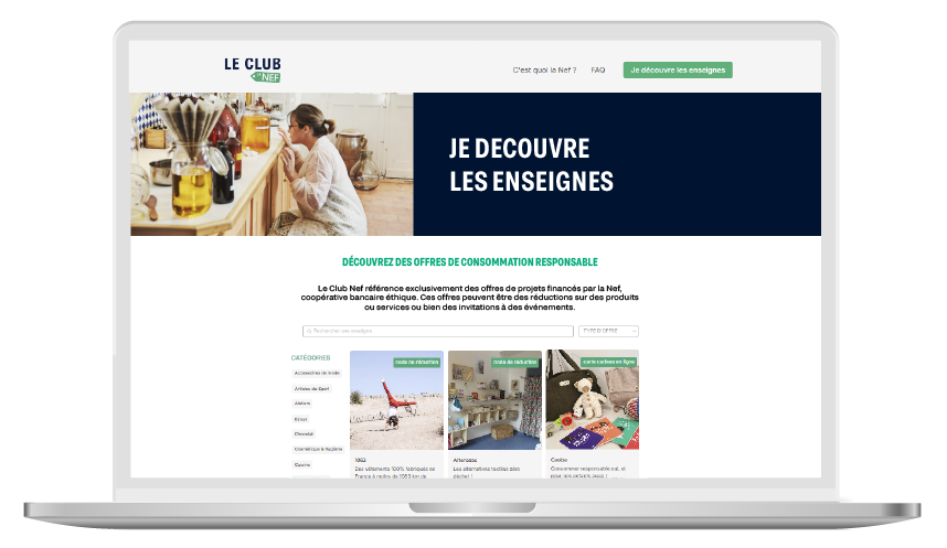 Image du club nef, plateforme de consommation responsable créée par la Nef